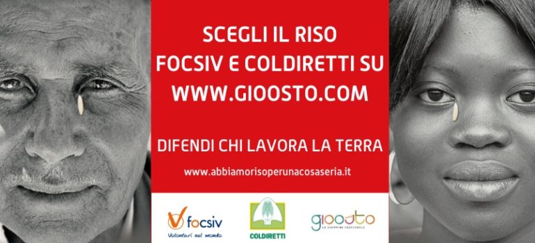 Il riso FOCSIV  e COLDIRETTI torna quest’anno sulla piattaforma GIOOSTO.COM